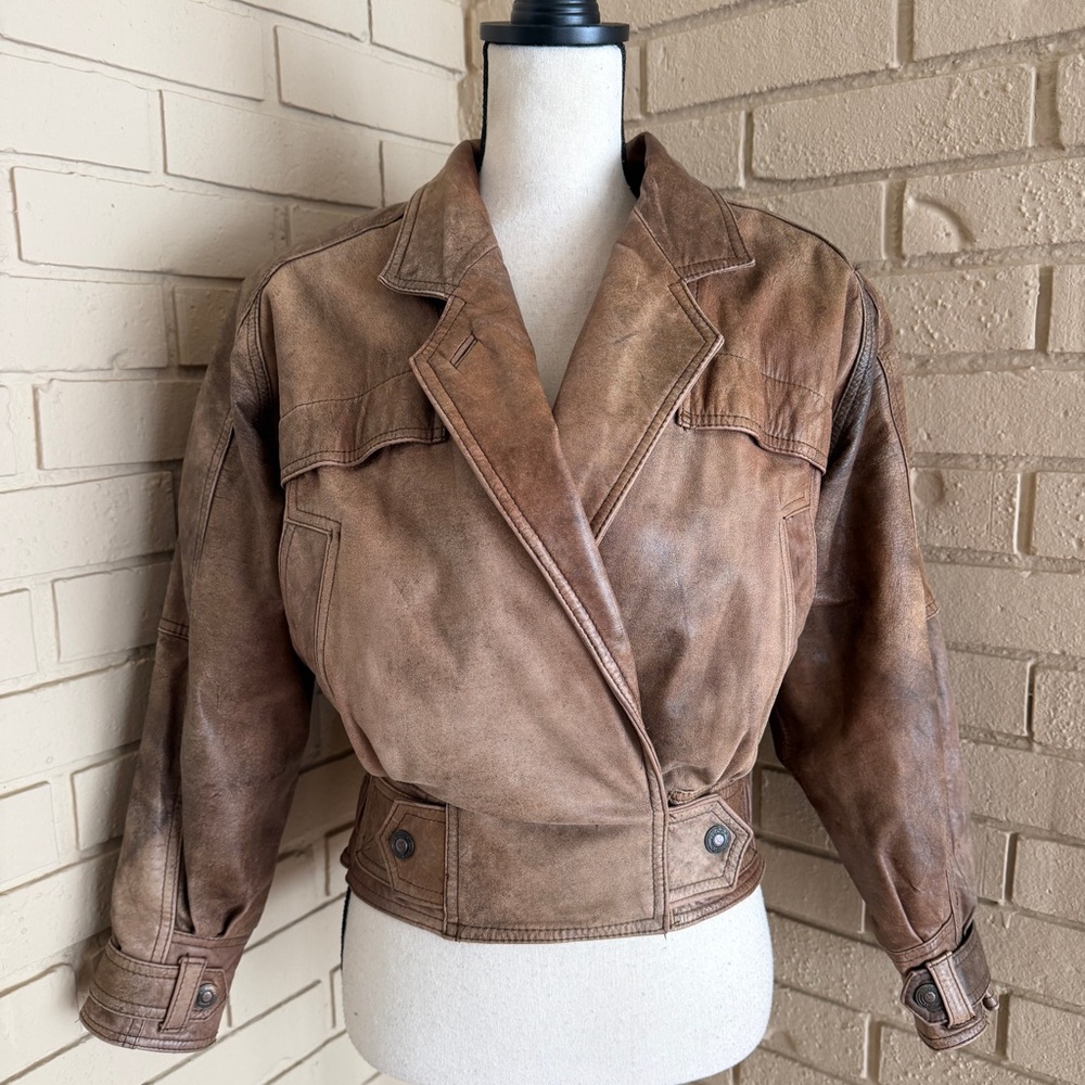Women's Brown Suede Leather Cropped Jacket